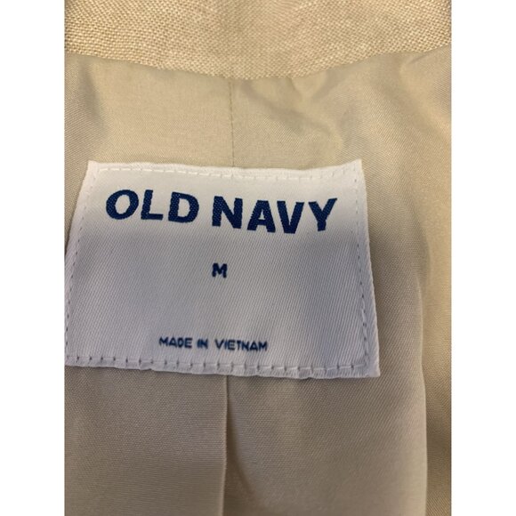 Old Navy M Linen Double Breasted Creem Blazer Jacket Coastal Beach - Picture 4 of 9